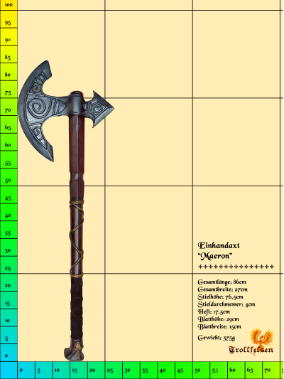Maeron LARP Axt Einhand Trollfelsen Maße Maeron LARP Axt Einhand Trollfelsen Maße